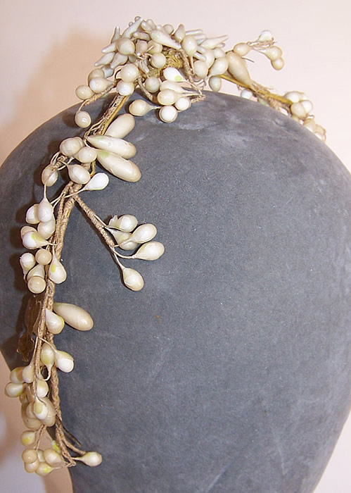 Vintage Orange Blossom Wax Flower Bridal Wedding Crown Headpiece