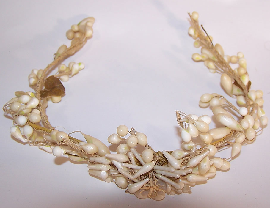 Vintage Orange Blossom Wax Flower Bridal Wedding Crown Headpiece