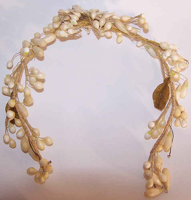 Vintage Orange Blossom Wax Flower Bridal Wedding Crown Headpiece