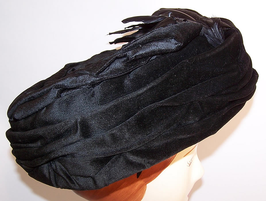 Titanic Grand Edwardian Black Velvet Feather Trim Toque Traveling Hat
