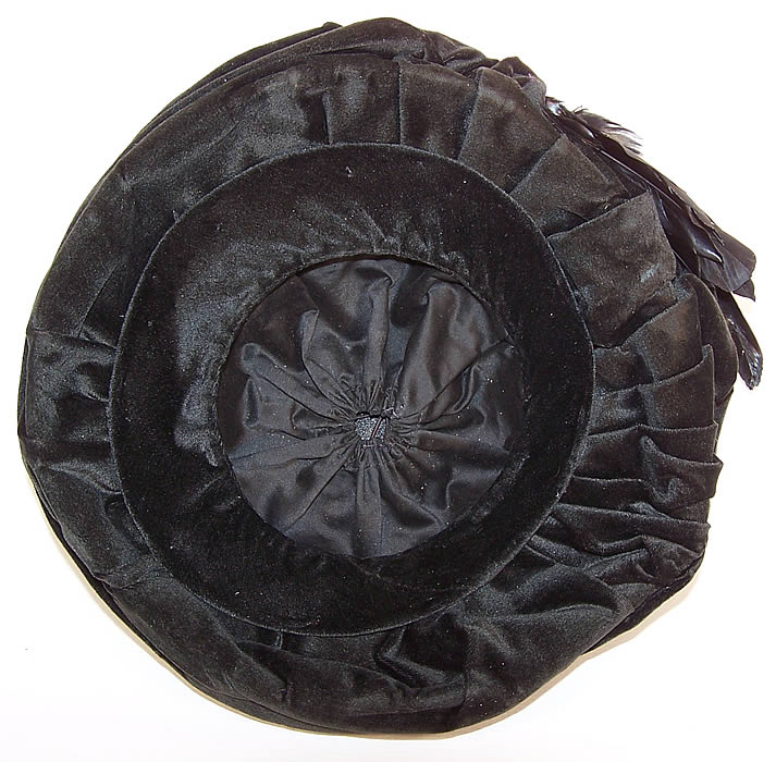 Titanic Grand Edwardian Black Velvet Feather Trim Toque Traveling Hat