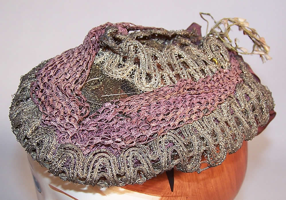 Victorian Civil War Era Gold Metallic Lace Net Bonnet Cap Hat