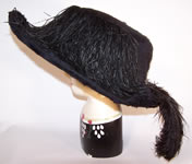 Edwardian 1912 Titanic Black Beaver Felt Fur Feather Large Wide Brim Hat