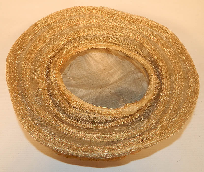 Edwardian Natural Straw Wired Net Lace Pearl Beaded Trim Toque Hat