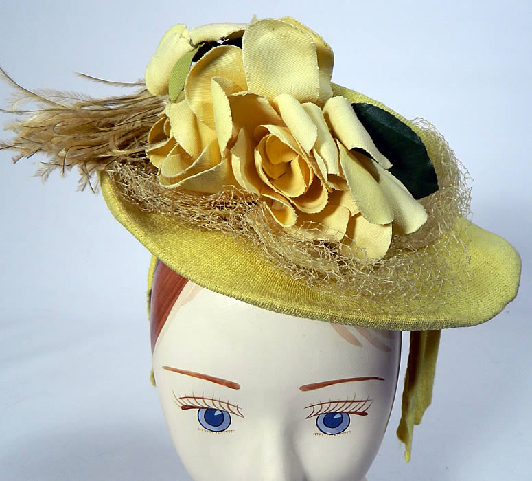 Vintage New York Creation Yellow Rose of Texas Small Cocktail Tilt Hat Fascinator