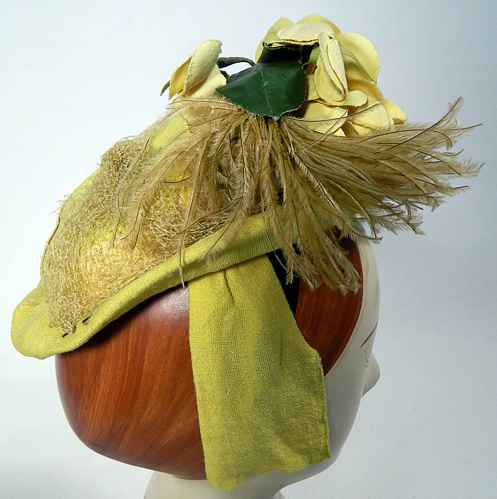 Vintage New York Creation Yellow Rose of Texas Small Cocktail Tilt Hat Fascinator