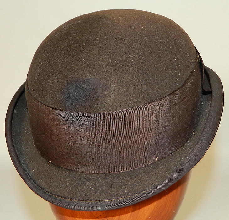 Victorian Women's Brown Wool Bowler Derby Riding Hat
