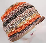 Vintage  Silk Ribbon Crimp Curl Striped Rainbow Flapper Cloche Hat
