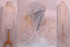 Vintage Pearl Beaded Cap Long Princess Lace Net Wedding Veil
