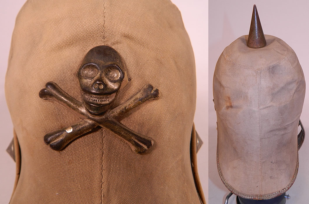 Vintage Odd Fellows Fraternal Skull Cross Bones Knights Louvered Visor Helmet Hat
This unique Odd Fellows fraternal order society helmet hat has a medieval knights style, with a louvered visor face guard which can be lowered, leather trimming along the bottom and is unlined.