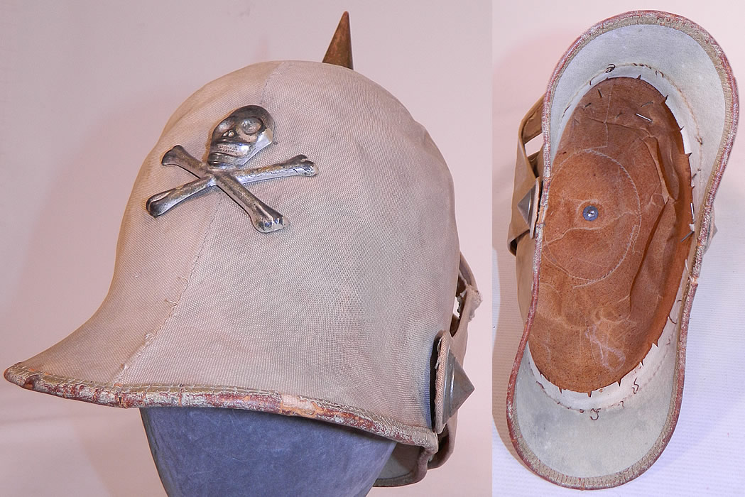 Vintage Odd Fellows Fraternal Skull Cross Bones Knights Louvered Visor Helmet Hat
The hat measures 22 inches inside crown circumference.