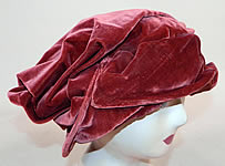 Vintage Art Deco Burgundy Red Silk Velvet Wrapped Turban Toque  Cloche Hat
