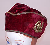 Vintage Fraternal Freemasonry Masonic Past Grand Master Red Velvet Gold Trim Cap Hat
