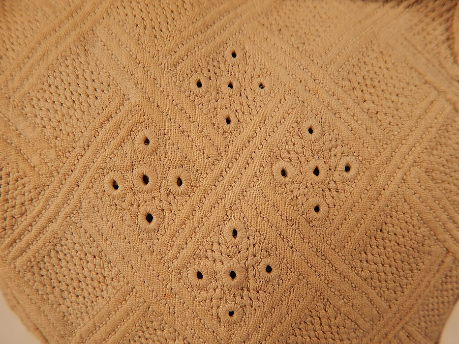 19th Century Antique Linen Quilted Embroidered Slovakia Folk Bonnet Cap Hat
The beautiful bonnet measures 21 inches in circumference around the face and is 5 inches deep from front to back.