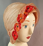 Vintage Art Deco Woven Pink Pastel Red Velvet Flower Flapper Cloche Hat
