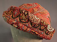 Vintage Lilian Deyber Antique Embroidered Kashmir Wool Paisley Turban Hat
