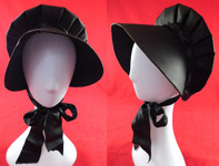 Vintage Victorian Quaker Amish Style Black Silk Wide Brim Bonnet Carriage Hat
