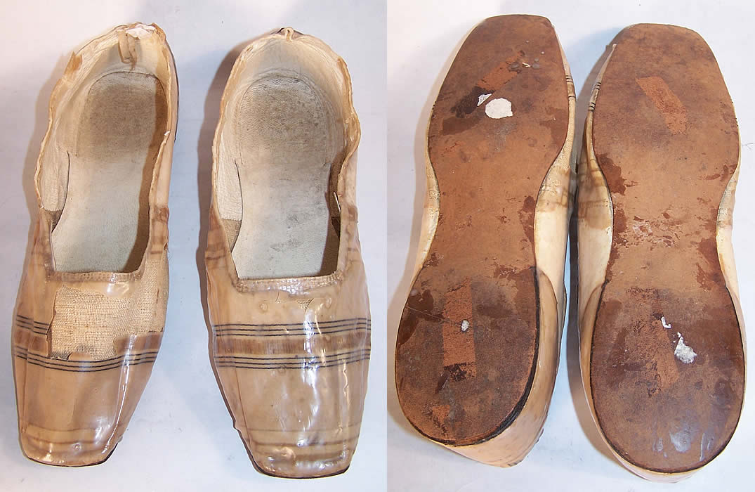 Antique Wedding Straight Sole Shoes Bride & Baby Front Back View.