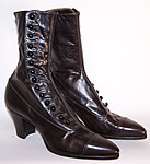 Unworn Victorian Women's Black Leather High Top Button Boots