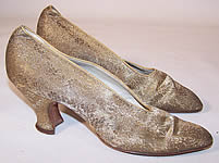 Vintage J&J Slater NY Art Deco Gold Lam&eacute; Brocade Flapper Slipper Shoes