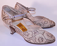 Vintage The Traveler Shoe Art Deco White Silk Silver Lam&eacute; Flapper Shoes