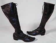 Victorian Womens Black Leather High Top Lace-up Hiking Riding Boots