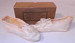 Vintage McCamish Funeral Burial Child's White Satin Slipper Shoes