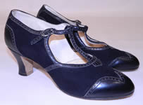 Unworn Vintage Active Maid  Brand Black Suede Leather  T-Strap Shoes