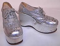 Vintage Di Orsini Silver Glitter Snakeskin Disco Platform Shoes