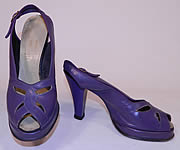 Vintage Alyson Style Classics Purple  Leather Slingback Platform Shoes
