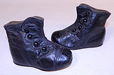 Victorian Antique Black Leather High Button Baby Boots Childs Shoes

