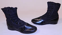 Victorian Antique Black Wool & Leather High Button Baby Boots Childs Shoes
