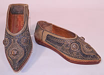 Vintage Moroccan Ladies Mules Cherbil Knotted Metal Embroidery Velvet Slipper Shoes