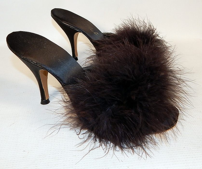 heels with feathers on front