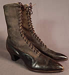 Victorian T.E. Mosely Co Gray Suede Black Leather High Top Lace-up Boots Shoes
