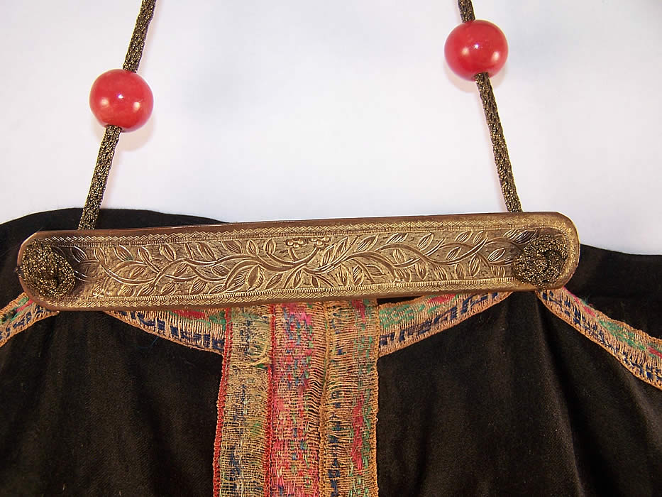 Chinese Silk Embroidered Sleeve Band Pouch Purse Back View.