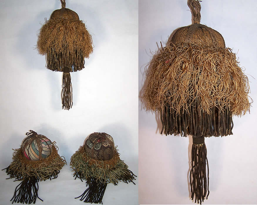 Antique Chinese Gold Bullion Metallic Lamé Ball Tassels Front view.