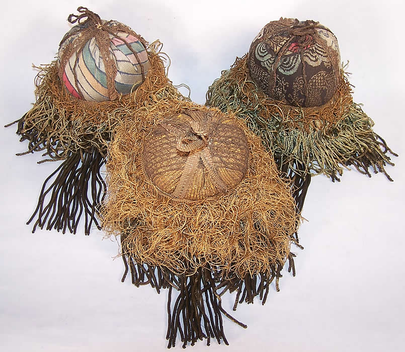 Antique Chinese Gold Bullion Metallic Lamé Ball Tassels top View.