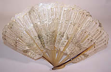 Antique Vellum Gold Leaf Pierced Butterfly Indonesian Java Brise Fan