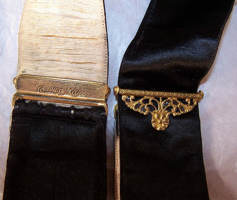 Victorian Crown Make Violet Embroidered Mourning Braces Suspenders