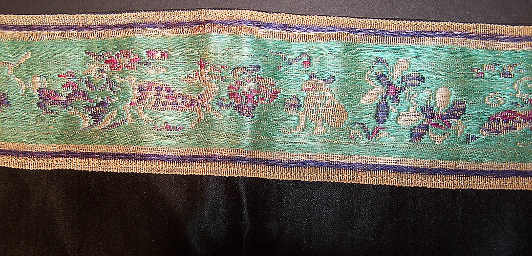 Antique Chinese Silk Large Beaded Tassel Trim Mahjong Game Table Cloth Cover