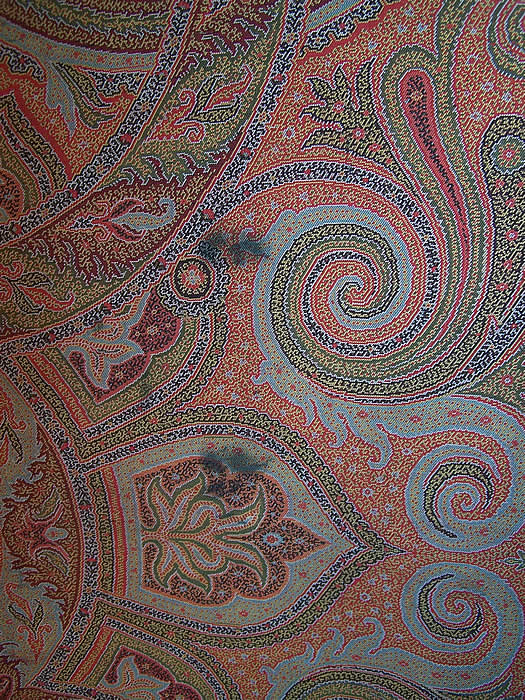 Victorian Antique Large Banquet Size Jacquard Loom Wool Paisley Shawl