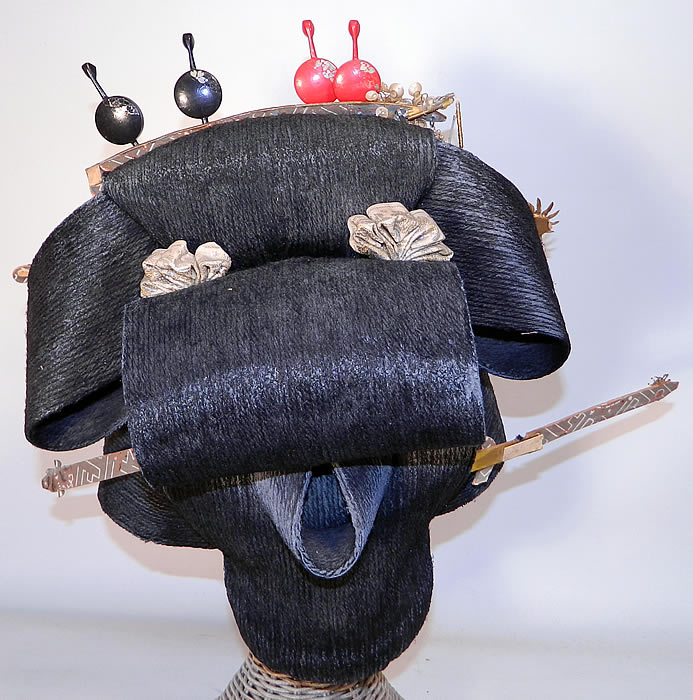 Vintage Japanese Geisha Katsura Wig & Kanzashi Hairpin Hair Ornaments 