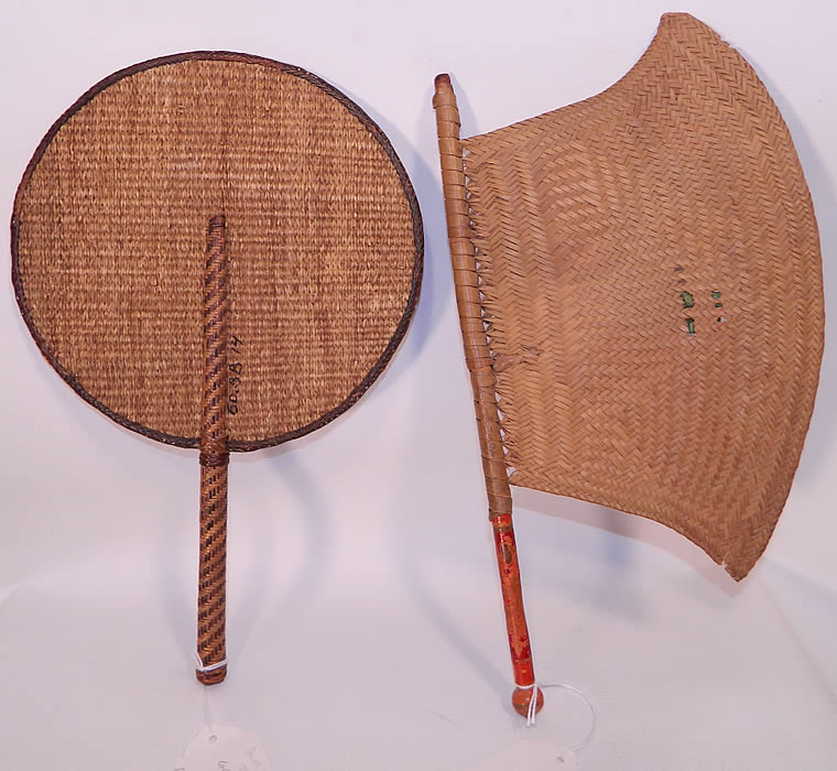 Antique Chinese & South American Woven Straw Handscreen Fixed Fan These are truly a wonderful piece of antique ethnic fan art! 