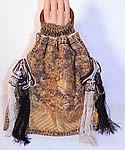 Antique Chinese Gold Couching Paradise Flycatcher Bird 9th Rank Badge Purse