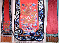 Antique Chinese Chaoqun Court Apron Skirt Panel Embroidered Gold Dragon