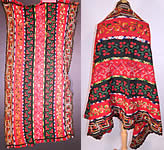 Victorian Antique Colorful Wool Hand Knit Embroidered Fringe Striped Shawl Blanket