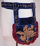 Victorian Antique Printed Velvet Soutache Embroidered Belted Pouch Purse