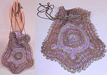 Vintage  Gold & Silver Lam&eacute; Lame Crochet Lace Reticule Flapper Bag Purse