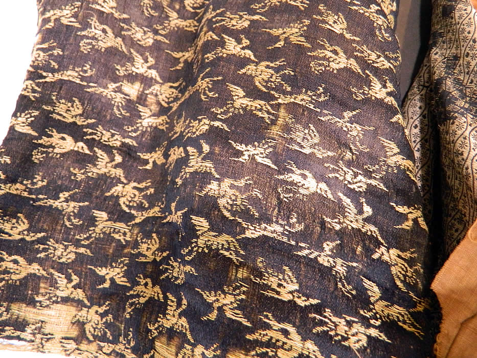 Antique Japanese Silk Embroidered Couching Dragon Birds Wall Hanging Tapesrty